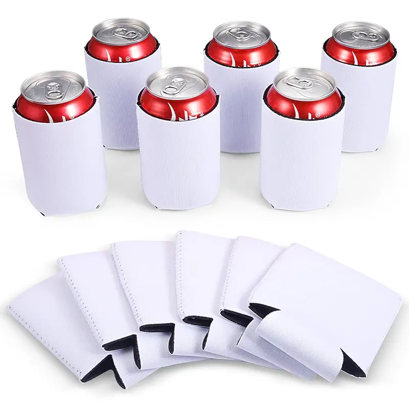 Sublimation Blanks Can Coolers, 12 Beer Can Cooler Sleeves, Collapsible Insulated Reusable Soda Cover Drink Coolies Beer Sleeves for DIY Weddings Bachelorette Parties Party Favors