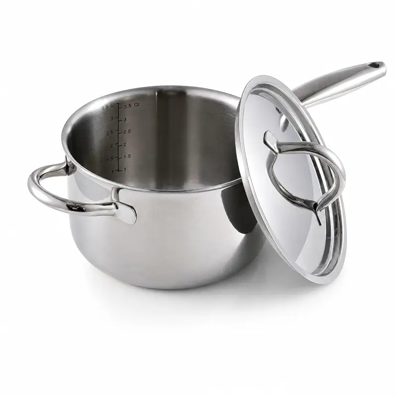 Fortune Candy 4-Quart Saucepan with Lid, Tri-Ply, 18/8 Stainless Steel, Advanced Welding Technology, Dishwasher Safe, Gas & Electric Stovetop Compatible