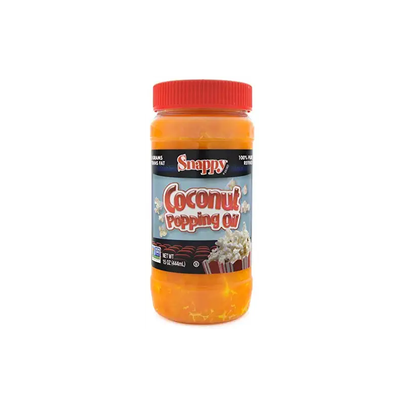 Snappy Butter Flavored Coconut Oil for Home Movie Theater Popcorn, Naturally Colored with Beta Carotene, 15 ounce, Premium Cooking Oil for Snack Preparation