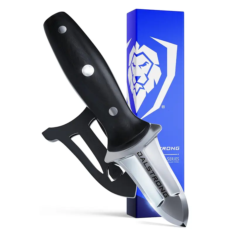 Dalstrong Clam Oyster Knife- 3” Shellfish & Oyster Shucker Clamp Knife - Gladiator Series Elite - Forged HC German Steel - Crab Eating Utensils- G10 Handle - W/Sheath- NSF Certified