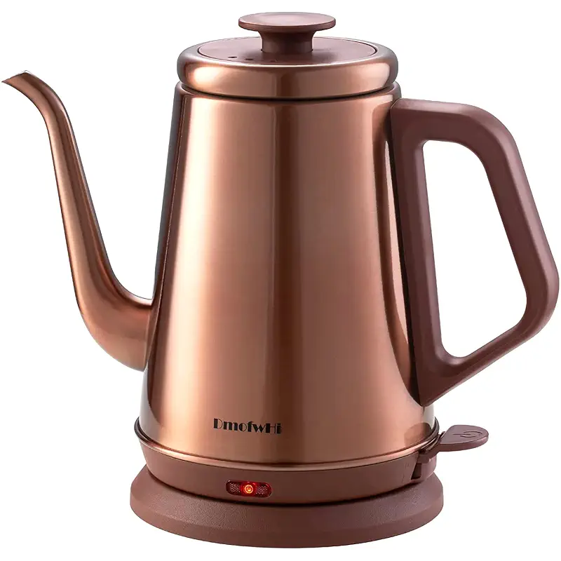 DmofwHi 1000W Gooseneck Electric Kettle (1.0L),100% Stainless Steel BPA Free Tea Kettle with Auto Shut - Off Protection, Pour Over Coffee Kettle -Copper