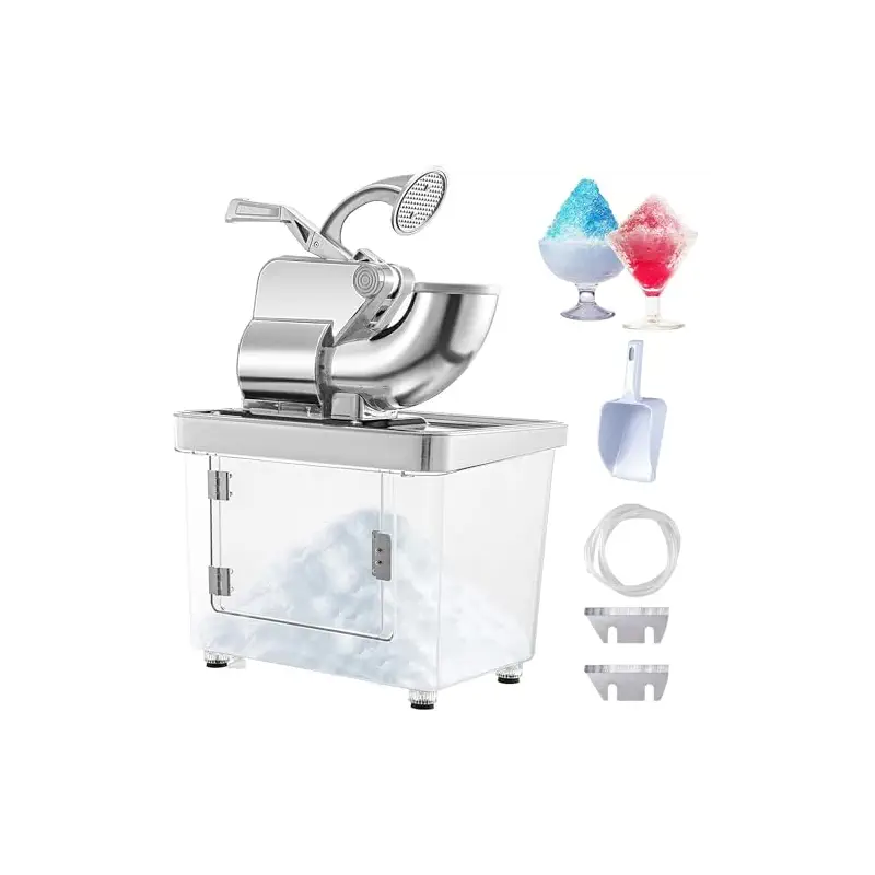 VEVOR 110V Commercial Ice Crusher 661LBS/H, ETL Approved 300W Electric Snow Cone Machine with Dual Blades, Stainless Steel Shaved Ice Machine with Safety On/Off Switch for Family, Restaurants, Bars
