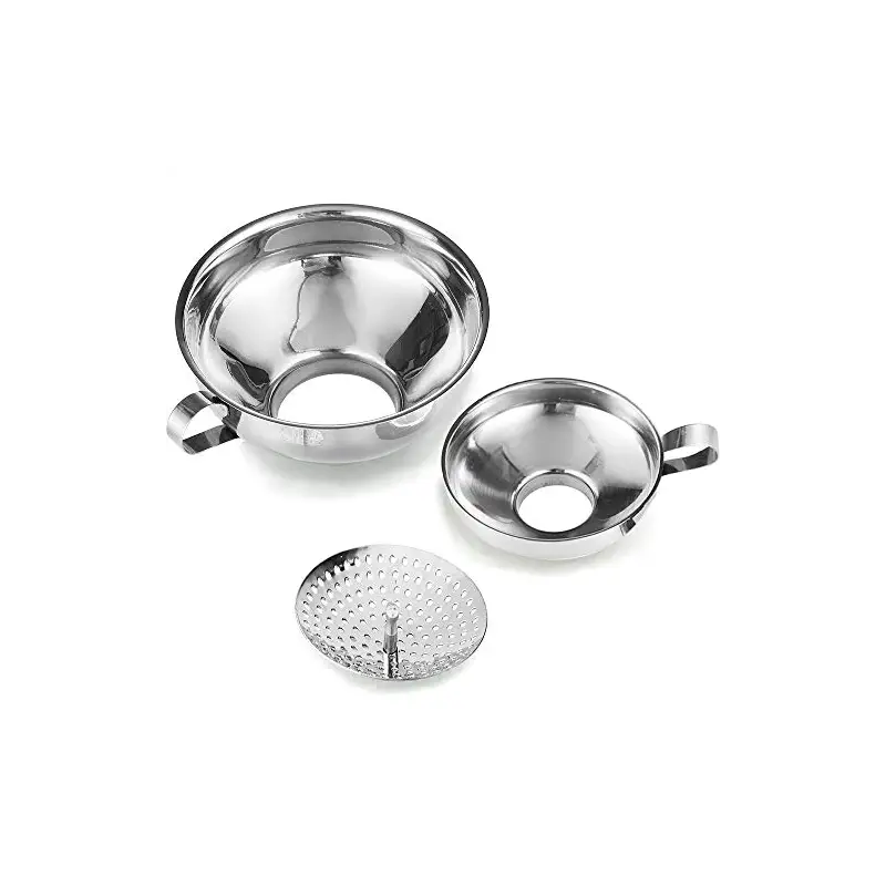 Delove Canning Funnel with Strainer for Wide and Regular Mason Jars - Wide-Mouth Funnels for Kitchen Use - Canning Supplies Kit - Stainless Steel - 3 Pack (Small and Large)