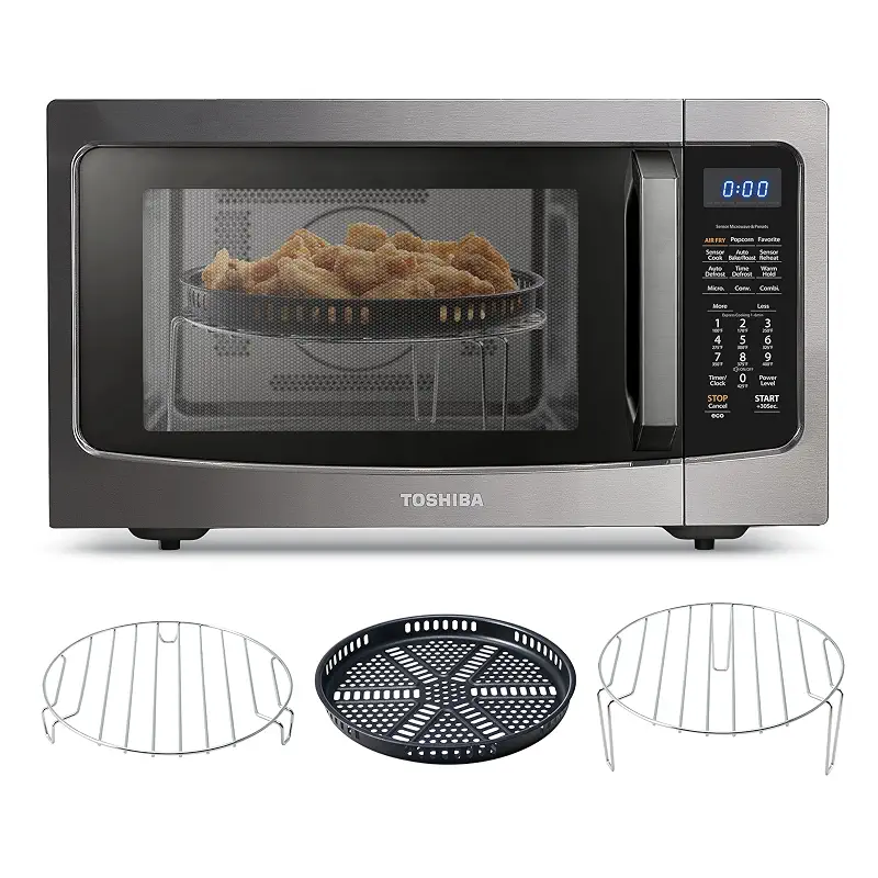TOSHIBA 4-in-1 Countertop Microwave Oven with Air Fryer, 1.5 Cu.Ft, 1000W | Smart Sensor, Convection, Mute Function, Position Memory Turntable, for Home Kitchen, Black Stainless Steel