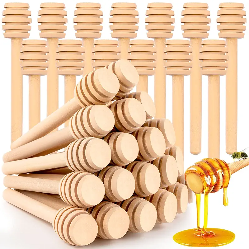 25Pcs Honey Wooden Dipper Mini Honeycomb Sticks 3 Inch | Honey Stirrer Stick for Jar Dispense Drizzle and Wedding Party Present