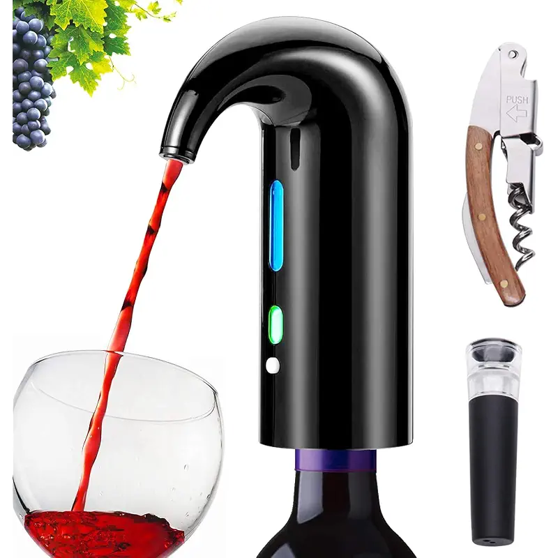 Electric Wine Aerator Pourer - Portable One-Touch Decanter and Dispenser Pump for Red and White Wine, Multi-Smart Automatic Oxidizer With USB Rechargeable Spout