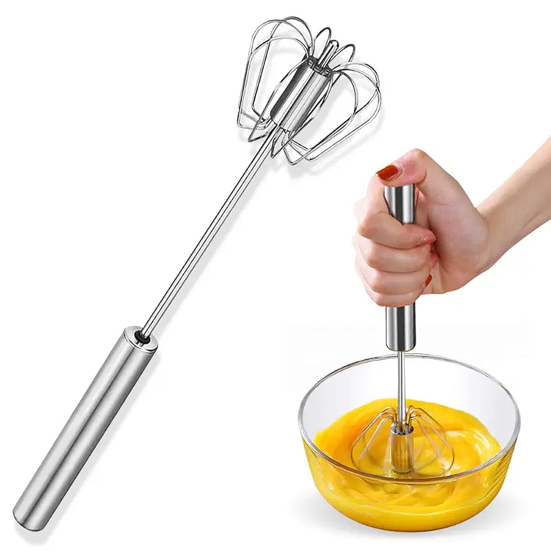 Stainless Steel Eggbeater,egg scrambler,hand mixer, Rotating Semi-Automatic Eggbeater, Allows you to stir Easily Without Feeling Tired, Used for Making Cream of Egg Beater