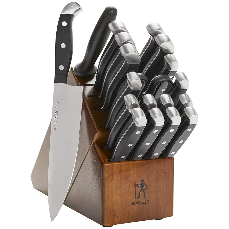 Henckels Statement 20-Pc Knife Set, Razor-Sharp, German Engineered, Brown | Informed by 100+ Years of Mastery. Effortless Cutting with Lightweight with Comfortable Grip, Dishwasher safe.