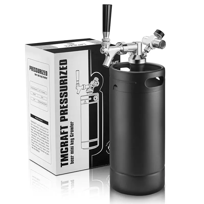 TMCRAFT 128oz Mini Keg Tap System, Stainless Steel Growler, Matte Black | Mini Keg with Cooler Jacket, Portable Size Home Dispenser System, Food Grade Stainless Steel Keeps Fresh and Carbonation