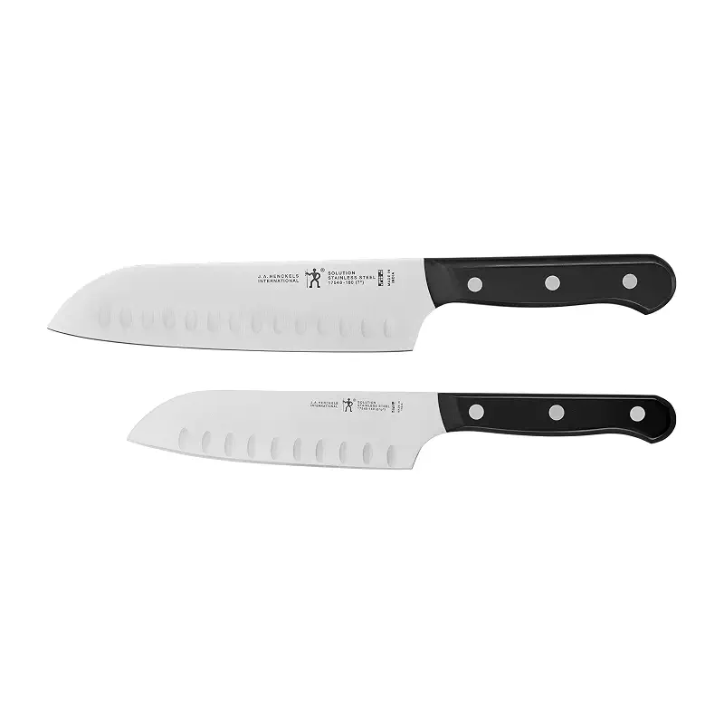 Henckels Solution 2-Pc Santoku Knife Set, Razor-Sharp, German Engineered | Informed by 100+ Years of Mastery. Dishwasher Safe, Ideal for Everyday Cooking. Comes with 5" & 7" Santoku Knife Blade