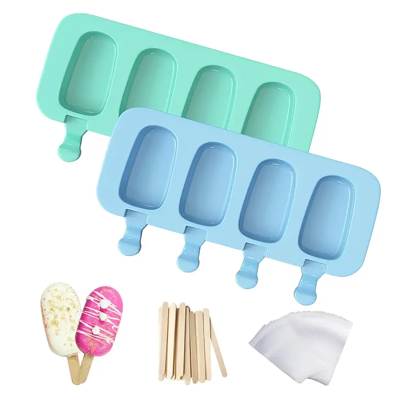 Popsicles Molds, Ozera 2 Pack Homemade Cake Pop Molds Cakesicle Maker Set | Reusable Silicone Ice Pop Cream Maker Cakesicle Molds with 50 Wooden Sticks & 50 Bags