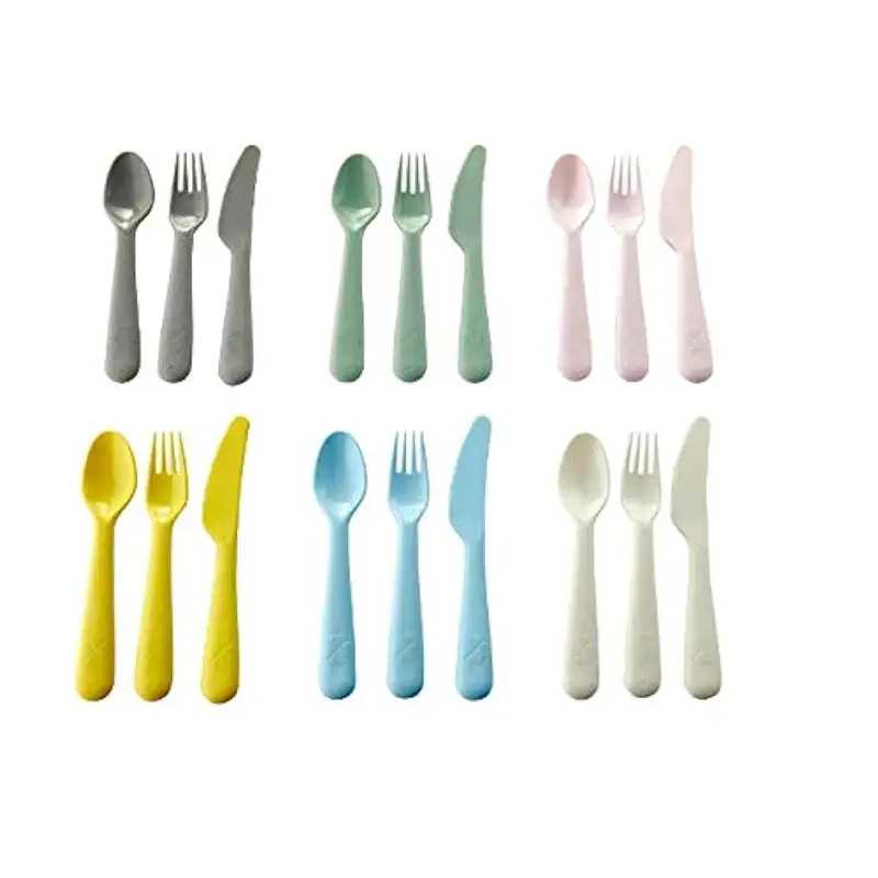 Ikea Plastic 18-Piece Cutlery Set Mixed Colours, Set of 6 Sppon, 6 Fork and 6 Knife