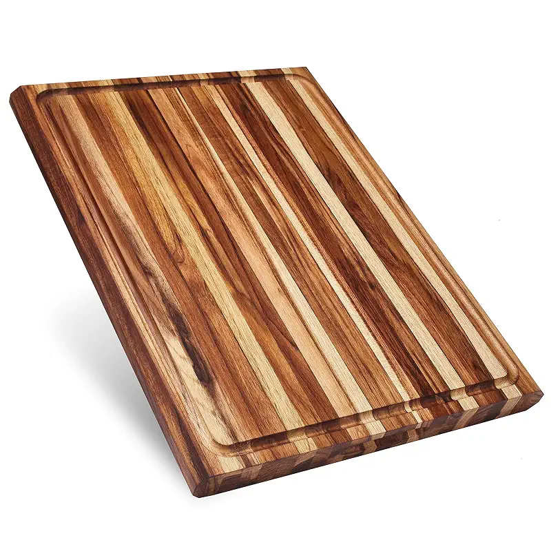 Sonder Los Angeles Highland Teak Wood Extra Large Cutting Board 23x17x1.5" | Non-toxic, Edge Grain, Juice Groove, Built-in Handles, Gift Box Included, Heavy Duty BBQ Board, 13 lbs