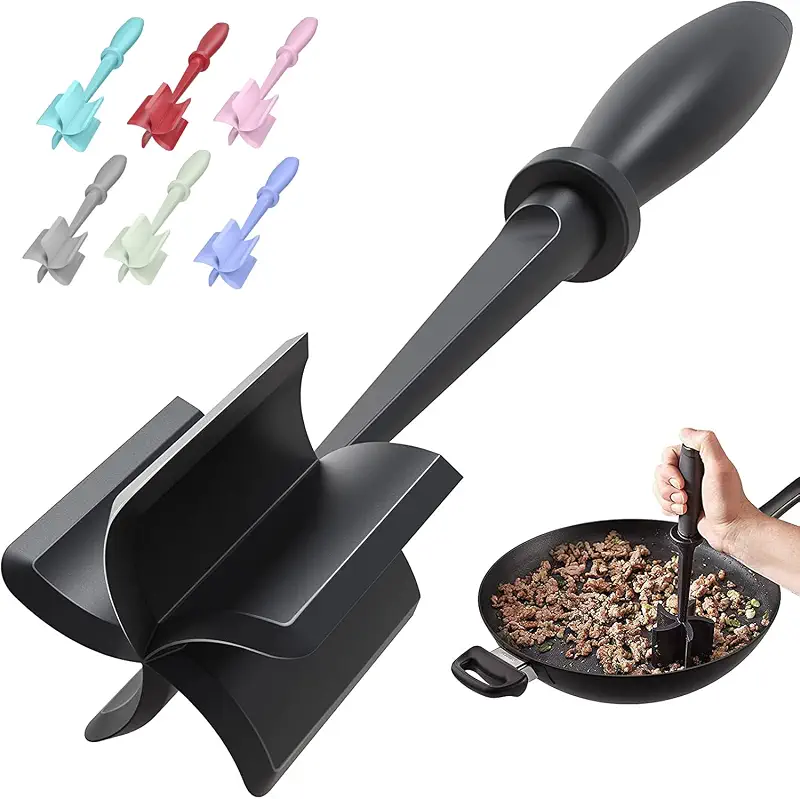 PGYARD Meat Chopper Hamburger Grinder, Kitchen Smasher for Ground Beef | Heat Resistant, 5 Nylon Blade, Burger Grinder Potato Mix Tool, Meat & Poultry Tenderizers, Dishwasher Safe, Black