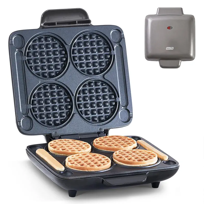 Dash Multi Mini Waffle Maker, Makes 4 Waffles at Once, Graphite | Small Waffle Iron for Families, Kids Breakfast Sandwiches, Waffle Sticks, Chaffles & Hash Browns, Nonstick