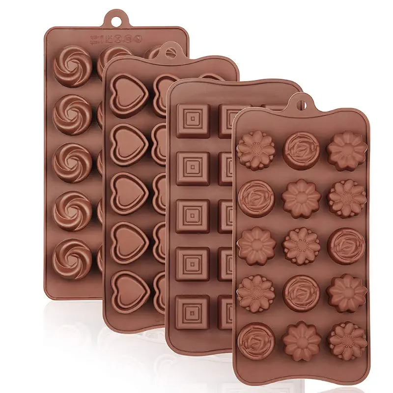 La chat 4 Packs Silicone Molds for Chocolate, Food Grade no-stick Baking, candy and butter Mold with different shape (4 packs different style)