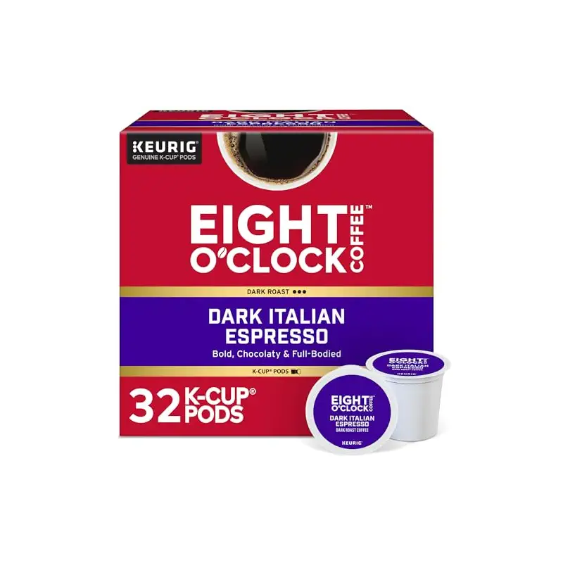 Eight O'Clock Dark Italian Espresso Coffee, Keurig Single Serve K-Cup Pods, Dark Roast, 32 Count