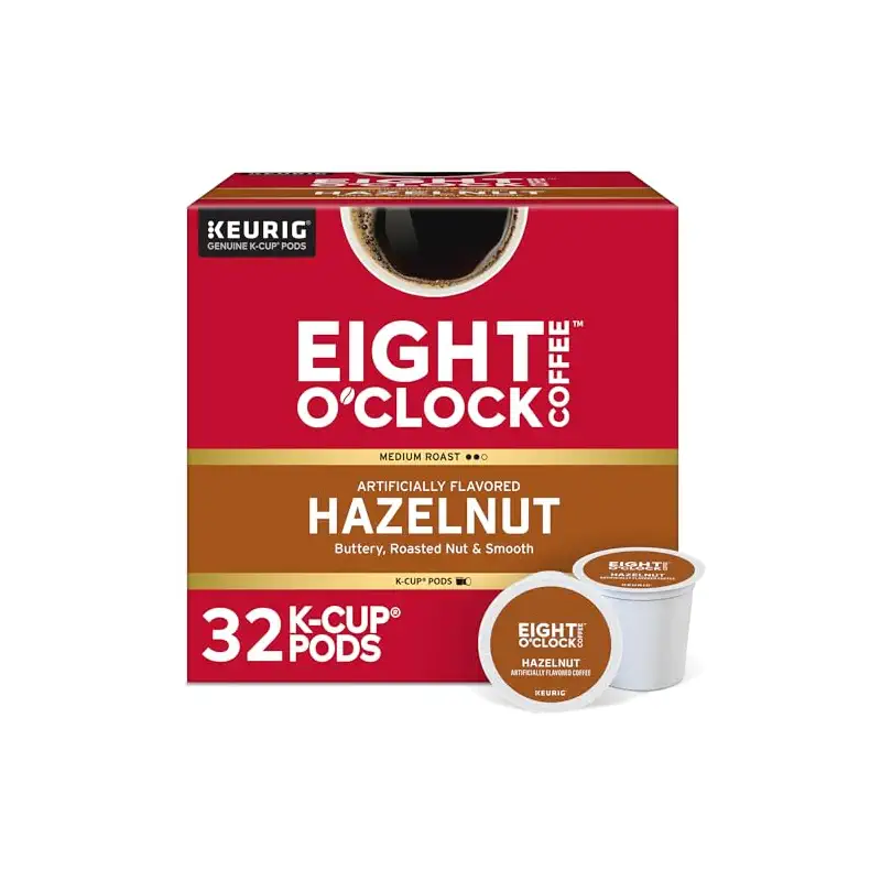 Eight O'Clock Coffee Hazelnut Single-Serve Keurig K-Cup Pods, Medium Roast Coffee Pods, 32 Count