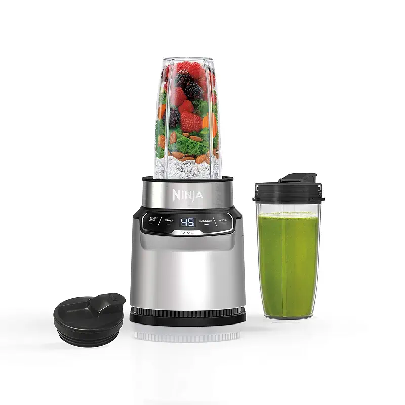 Ninja Nutri-Blender Pro with Auto iQ, 1100PW, (2) 24oz Cups, BN401 | 1100-peak-watt motor + 2 Auto-iQ programs for smoothies, salsa & dips. (2) 24-oz to-go cups. Dishwasher safe.
