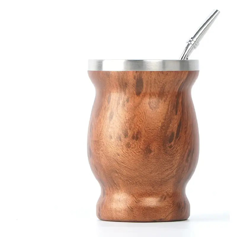 BALIBETOV Yerba Mate Cup Set, 8 oz Double-Wall Stainless Steel Mate Cup with 2 Bombillas & Cleaning Brush - Insulated Yerba Mate Gourd, Easy to Clean