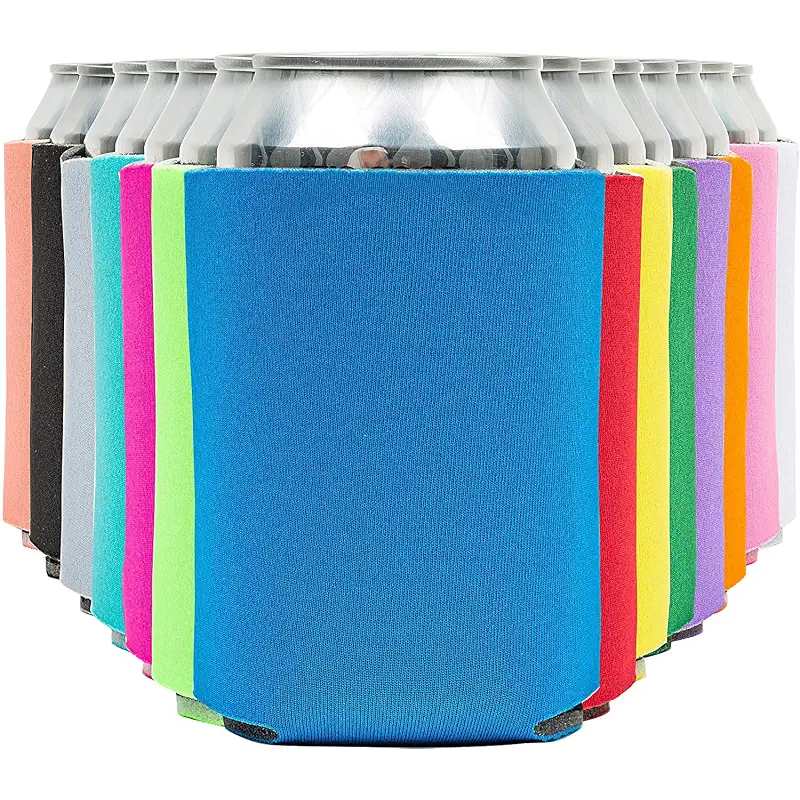 Blank Beer Can Coolers Sleeves (14-Pack) Soft Insulated Beer Can Cooler Sleeves - HTV Friendly Plain Can Sleeves for Soda, Beer & Water Bottles - Blanks for Vinyl Projects Wedding Favors & Gifts