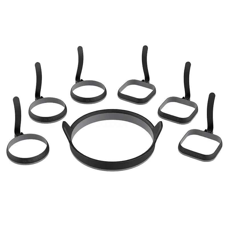Blackstone® Egg & Omelet Ring Kit, 7 Piece Accessory Set | Blackstone® Non Stick Silicone, For Pancake, Patties & English Muffin, Round Egg Cooking Shaper, Griddle Accessories