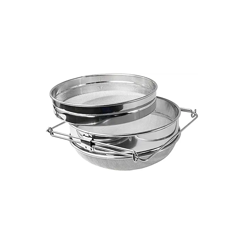 BEEXTM Honey Strainer Filter Stainless Steel Double Sieve for 5 Gal Bucket | Adjustable Arms 9"-16", 1875+650 Micron Dual Mesh, Food Grade, Easy Clean, for Beekeeping & Kitchen, for Honey, Yogurt, etc.