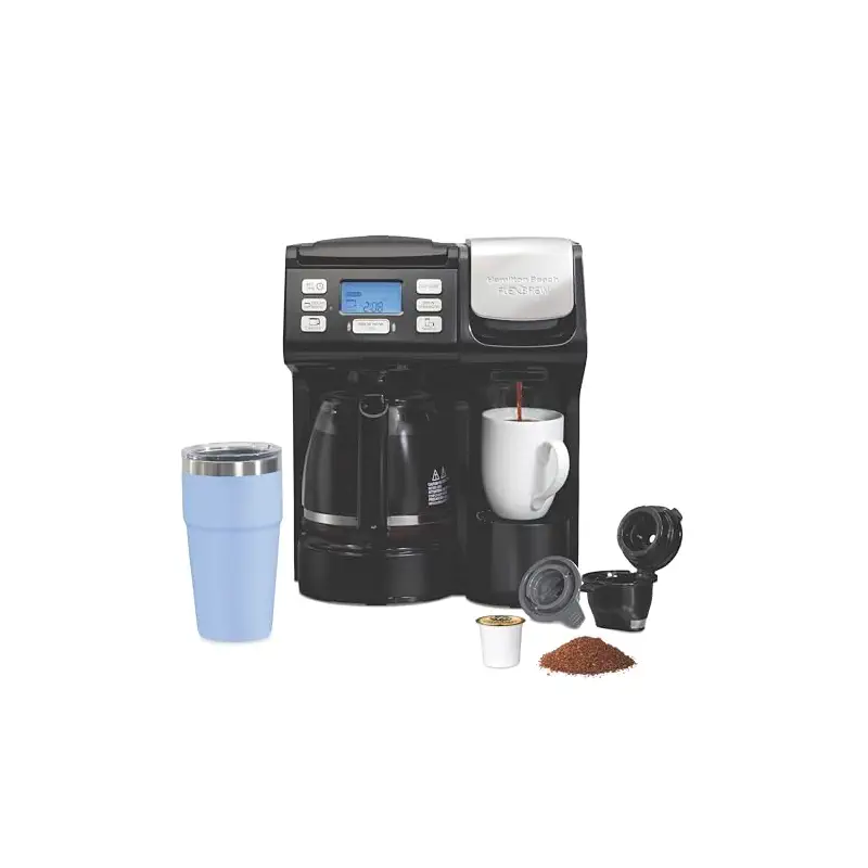 Hamilton Beach FlexBrew Trio 2-Way Coffee Maker, Compatible with K-Cup Pods or Grounds, Combo, Single Serve & Full 12c Pot, Black - Fast Brewing (49902)