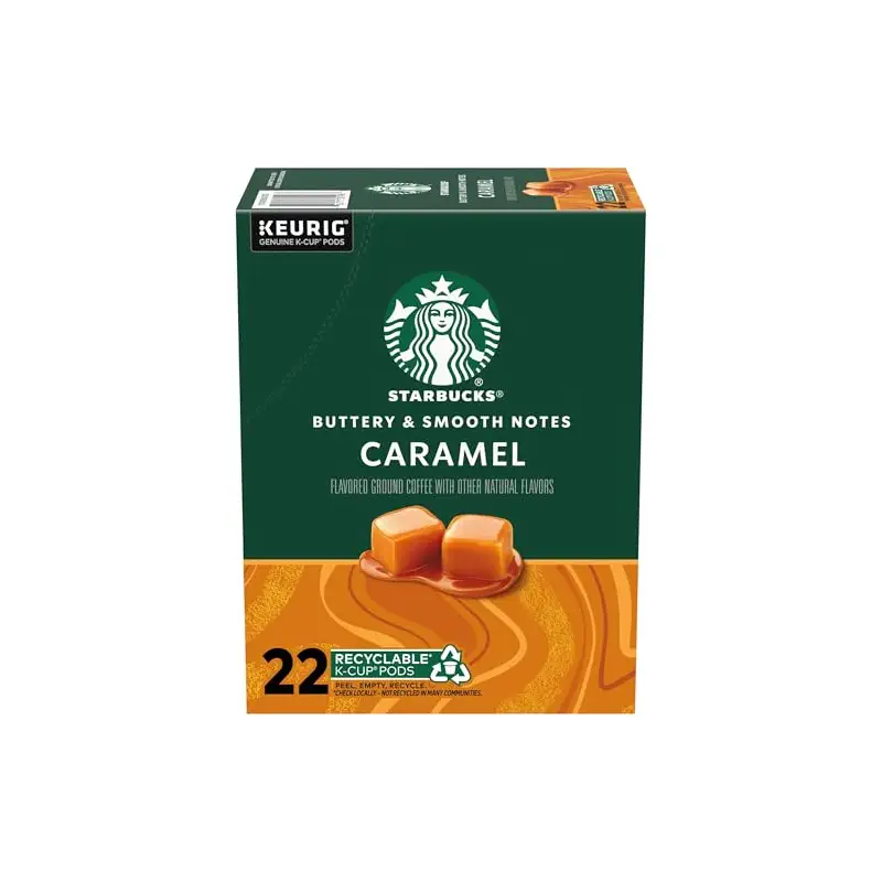 Starbucks K-Cup Coffee Pods, Caramel, 22 Count | 100% Arabica K-Cup pods for Keurig brewers; caramel; 1 box, 22 pods