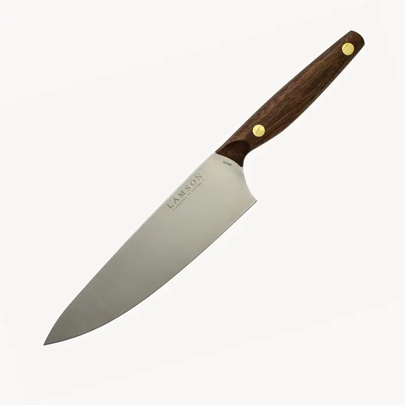 Lamson Vintage 8" Chef's Knife, Hi-Carbon Stainless Steel Blade, Double Riveted for Balance, Ideal for Dicing, Slicing & Chopping, Kitchen Knives - Walnut Handle