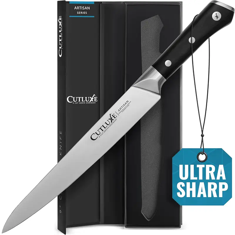 Cutluxe Turkey Carving Knife, 9" Carving Knife for Meat – Razor Sharp | Full Tang High Carbon German Steel, Ergonomic Handle Design – Artisan Series