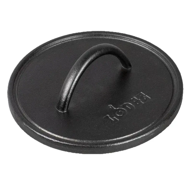 Lodge Pre-Seasoned Cast Iron Round Griddle Press, 8 Inches | Cast Iron Griddle Press for a Restaurant-Quality Sear, Unparalleled Heat Retention for Stove or Grill