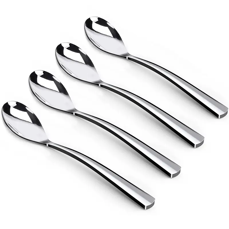 Coffee Spoons,4-Piece GLAMFIELDS Teaspoons with a Long Handle, 6.1"Demitasse Espresso Spoons Set Food Grade Stainless Steel Small Serving Spoons for Dessert | Teaspoons with long handle; Stainless steel; Food grade; Espresso & dessert Spoons serving; Set of 4