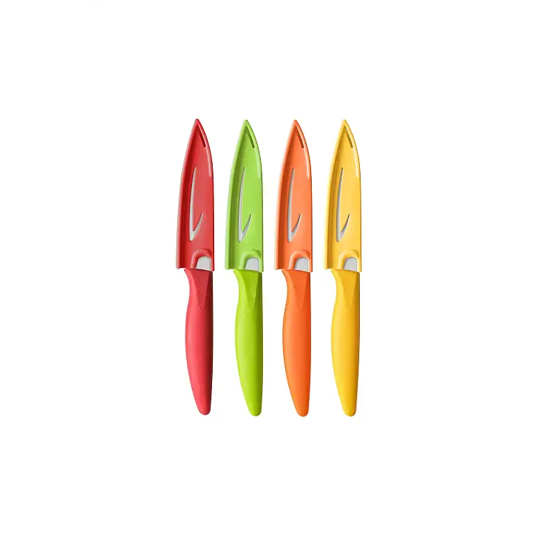 VITUER Paring knife, 4PCS Paring knives (4 Knives and 4 Knife cover), 4 Inch Peeling Fruit and Vegetable Knife, Ultra Sharp Kitchen Knives, German Steel, PP Plastic Handle