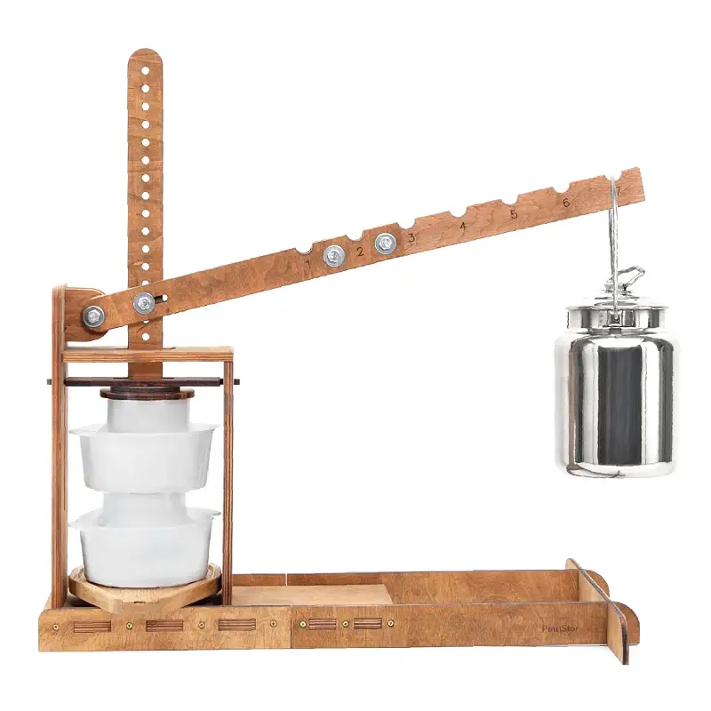 Dutch Wooden Cheese Press - Cheese Making Kit (Wooden Cheese Press with Lever and 2 Cheese Molds 1.2L)-Cheese Press for Home Cheese Making pressure up to 200 lbs