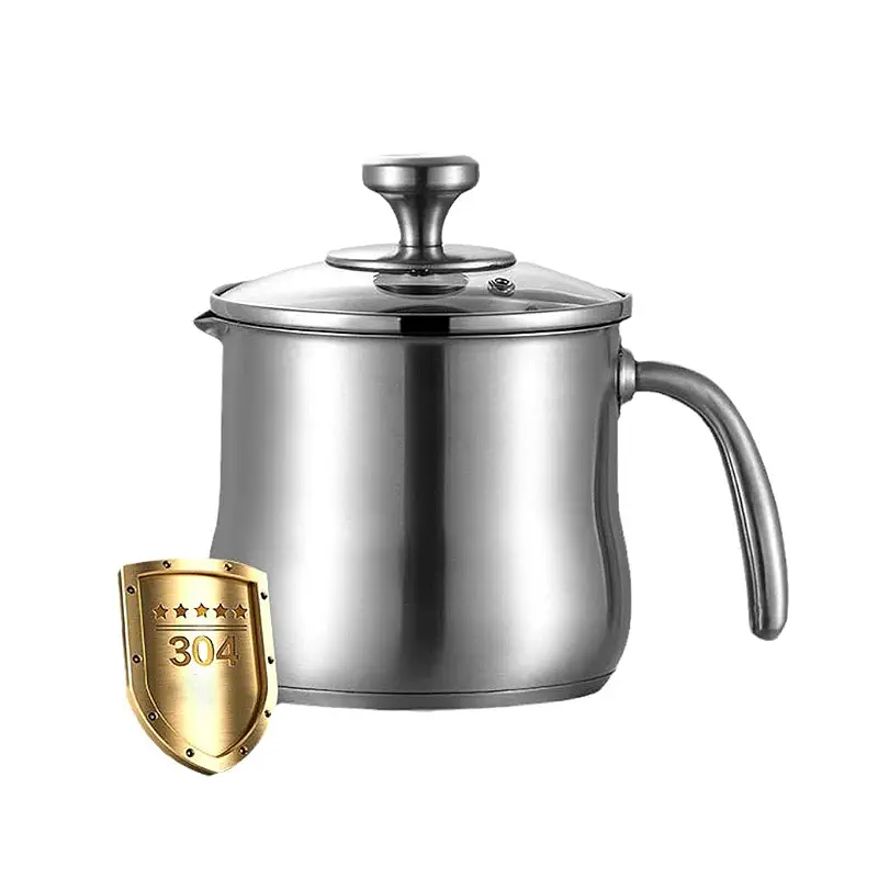 1.8 Quart Stainless Steel Milk Pot with Pour Spout, Saucepan with Lid, No Coating, Reinforced Stainless-Steel Handle for Boiling Milk, Sauce, Gravies