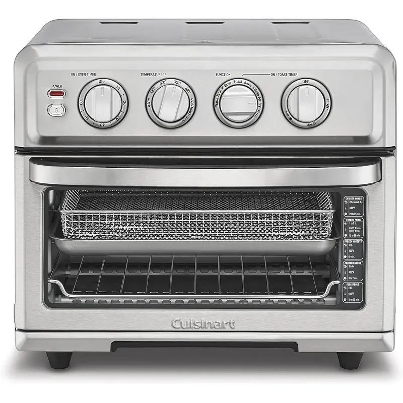 Cuisinart Air Fryer Toaster Oven, 1800W, 8-in-1 with Air Fry, Convection, Broil & Warm, 0.6 Cubic Feet, 60-Minute Timer, TOA-70NAS, Stainless Steel | 1800W power, 0.6 cu. ft. capacity, convection, broil and warm modes, 60-minute timer