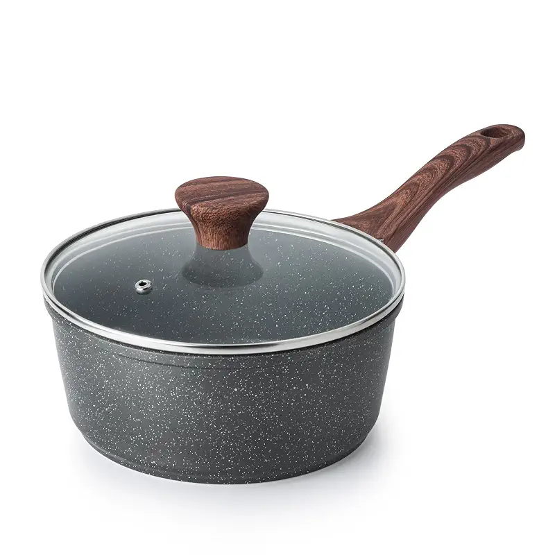 SENSARTE Nonstick Saucepan with Lid, 1.5 Quarts Small Pot with Swiss Granite Coating, Stay-cool Handle, Multipurpose Handy Sauce Pot Small Kitchen Cooking Pot, Induction Comptable, PFOA Free | Small Pot with Swiss Granite Coating, Sauce Pot Kitchen Cooking Pot, Induction Compatible