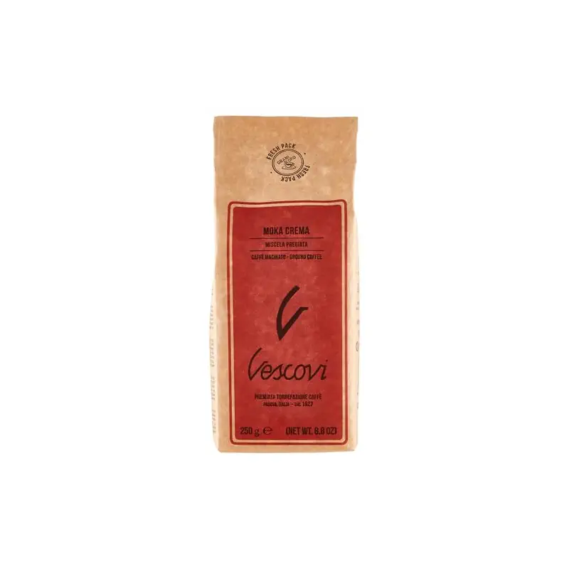 V Vescovi Moka Crema – Premium Italian Ground Espresso – Medium Roast Coffee – For Moka, French Press & Pour Over – 8.8 oz (250g)