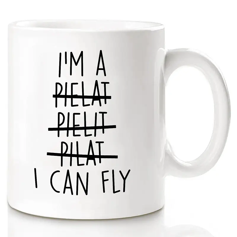 Aurahouse Funny Pilot Gifts 11oz Ceramic Coffee Mug - I Can Fly | Gag Gifts for Aviation Lovers, Flight Attendants, Student Pilots, Captain, Co-Pilot Office Gift, Novelty Spelling Joke Cup