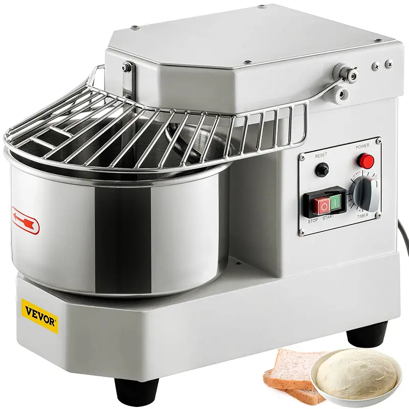 VEVOR Commercial Food Mixer, 8.5Qt Capacity, 450W Dual Rotating Dough Kneading Machine with Food-grade Stainless Steel Bowl, Security Shield & Timer Included, Baking Equipment for Restaurant Pizzeria | for Bakery Pizzeria Restaurant, Dual Rotating Dough Kneading Mixers with Food-Grade Stainless Steel Bowl, Security Shield