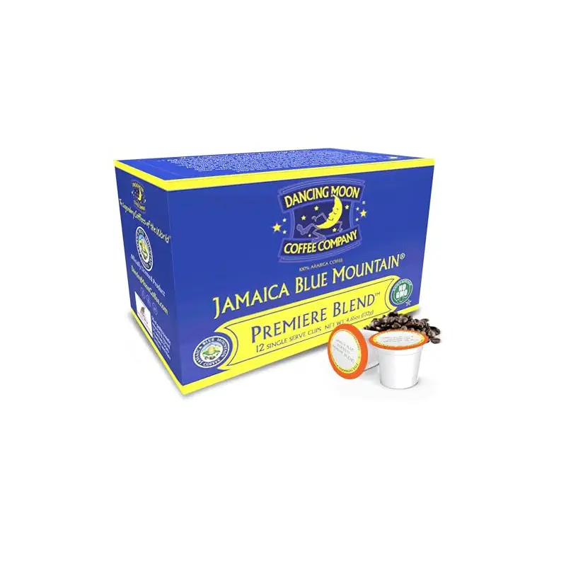 Dancing Moon Jamaica Blue Mountain Blend K-Cup Coffee Pods, Medium Roast | Compatible with All Keurig Brewers, Smooth, Balanced, Medium Roast, Everyday Blue Mountain Value. Supports Military Charity