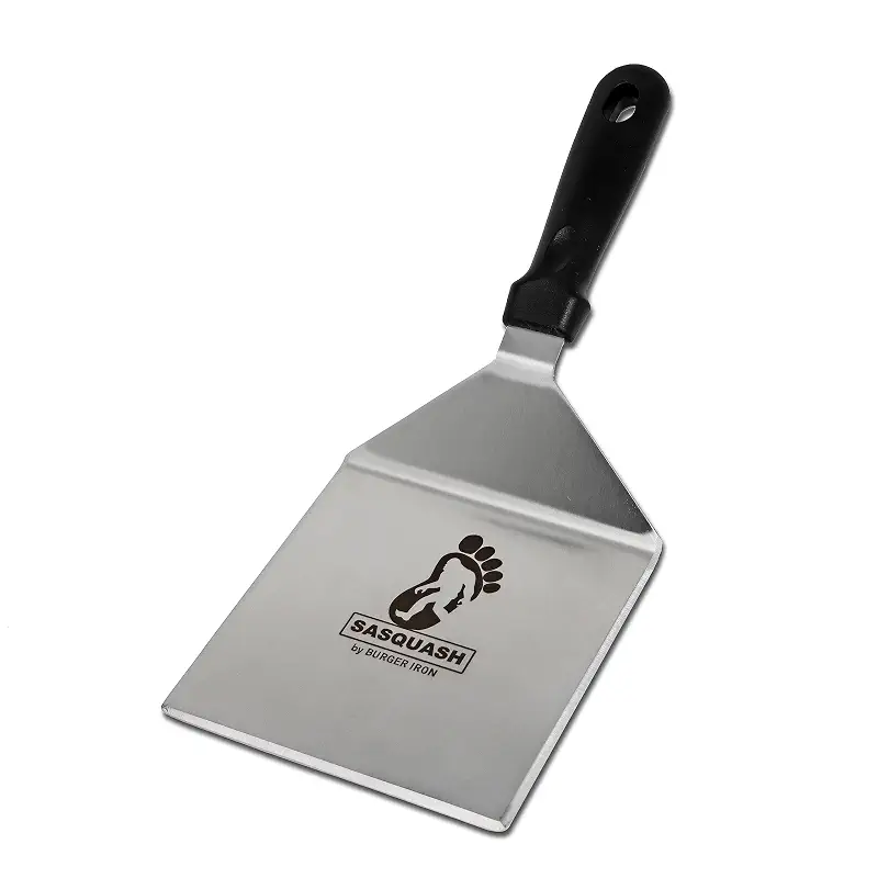 Sasquash Mammoth Smash Burger Spatula, Stainless Steel, 6 x 5.5 Inch Blade | Extra Wide Turner Built For Kitchen Use, Heavy Duty Flat Top Cooking Tool, Griddle Cooking Essential Item, Cookout Season