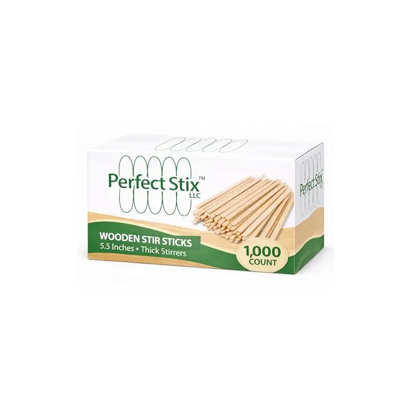 Perfect Stix Premium Wooden Coffee Stirrer Sticks, Thick Birch Wood 1000 Count, 5.5" Inches. Eco-Friendly Wooden Stirrers (5.5Inches / 1000PC)