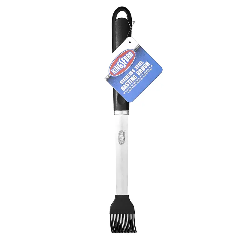 Kingsford Silicone Basting Brush, Stainless Steel, 16 Inch | Non-slip rubber grip, rust-resistant, for BBQ grilling and smoking, dishwasher safe, durable daily use
