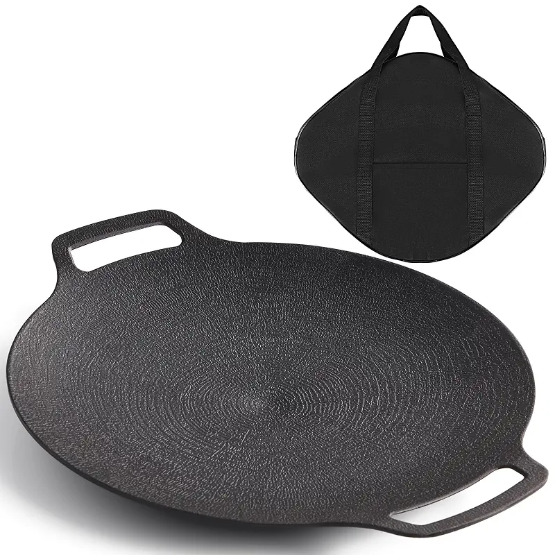 Korean Grill Pan with Nonstick 6-Layer Coating, 13" Round BBQ Griddle with Bag, Compatible for Induction, Gas Stove, Electric Cooktop, Indoor or Outdoor Grilling