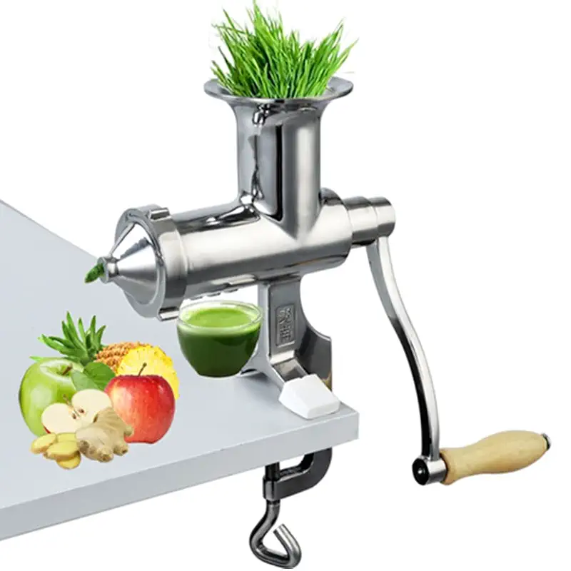 Manual Wheatgrass Juicer Desktop Clamp Wheat Grass Grinder Long Screw Shaft Wheatgrass Juicer Stainless Steel for Juicing Wheatgrass Gingers Apples Grapes