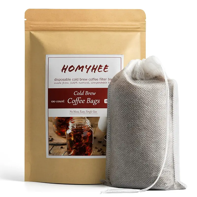 No Mess Cold Brew Coffee Filters - 100 Count Disposable Fine Mesh Brewing Bags for Concentrate/Iced Coffee Maker, French/Cold Press Kit, Hot Tea in Mason Jar or Pitcher, 4 x 6 Inches