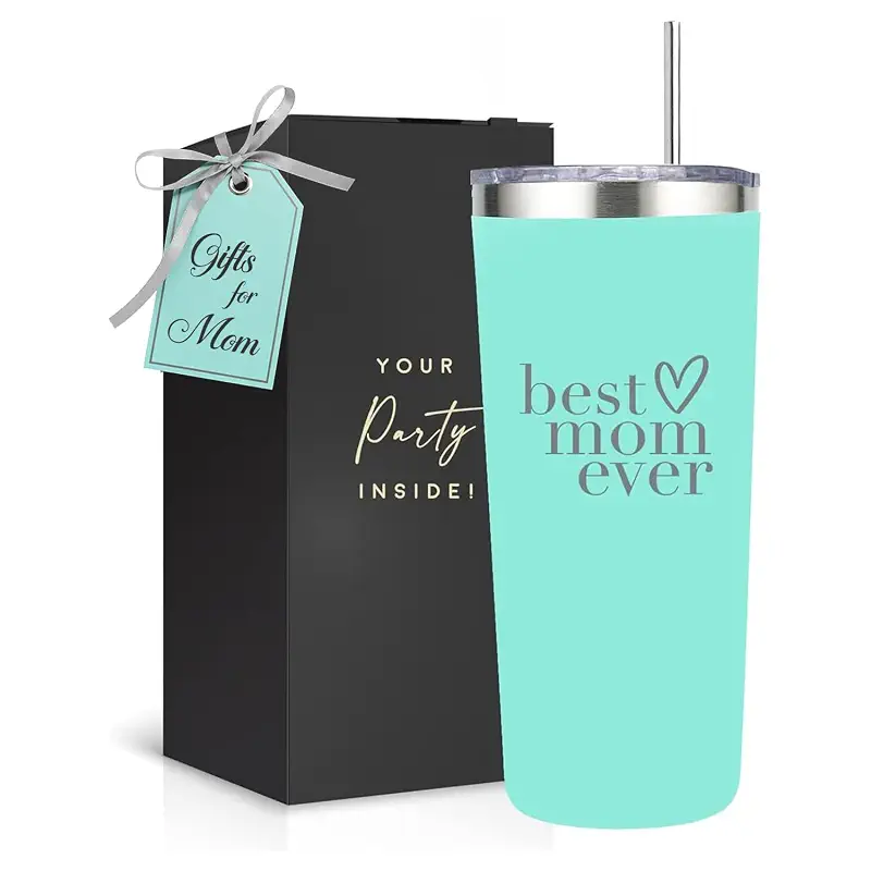 Best Mom Ever Gifts Tumbler - Stainless Steel 22 Oz Mint Green Best Mom Tumbler with Straw and Lid - Ideal Mothers Day Gift, Coffee & Water Bottle for New Moms - Best Mom Cup Present