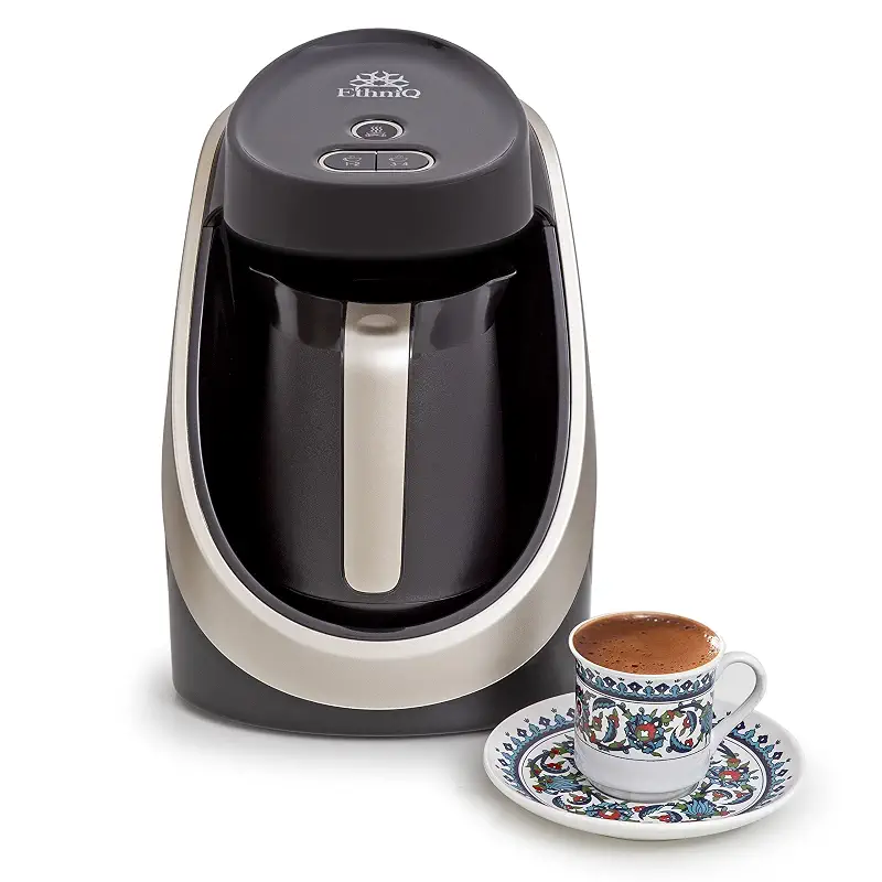ETHNIQ Turkish Coffee Maker - 100% BPA Free, 120V, 1 to 4 Cup Brewing Capacity with Cook Sense Technology for Delicious Cup of Turkish & Greek Coffee, Turkish Coffee Pot - Black